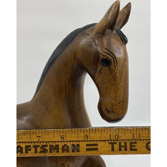 Vintage Large MCM Solid Wood Horse Hand Carved Sculpture 14” - Picture 16 of 16